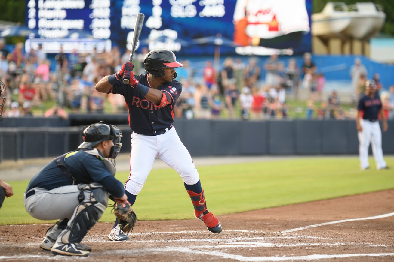 Atlanta Braves prospect Justin Dean bats for the the Rome MiLB team.