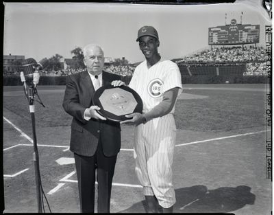 Ernie Banks Receiving the MVP Awards