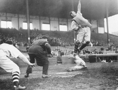 Al Lopez Leaping for Throw