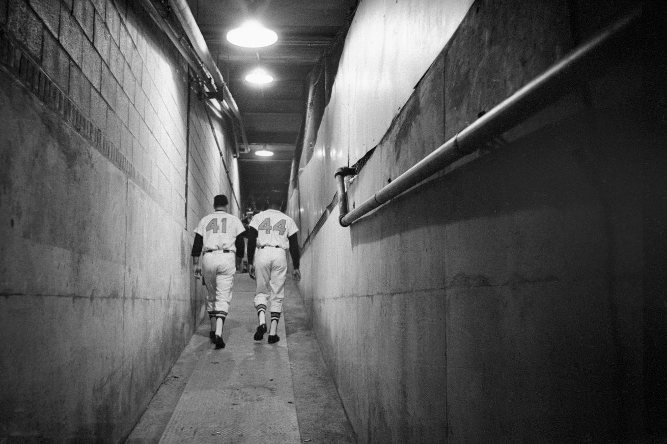 Rear View of Hank Aaron and Ed Mathews Going to Dressing Room