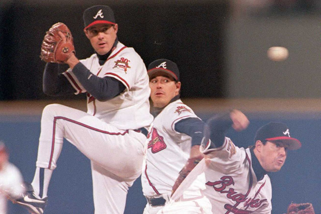 A multiple exposure shows Atlanta Braves Greg Madd